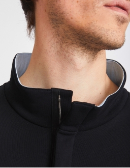 Sweatshirt Stand Up Collar Homme - Noir - COTON BIO