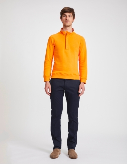 Sweatshirt Stand Up Collar Homme - Orange - Coton BIO