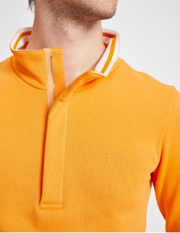 Sweatshirt Stand Up Collar Homme - Orange - Coton BIO